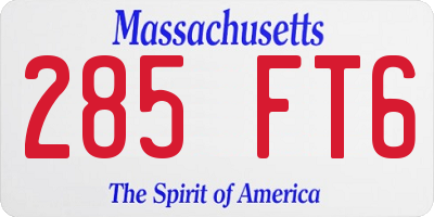 MA license plate 285FT6