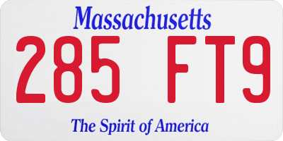 MA license plate 285FT9
