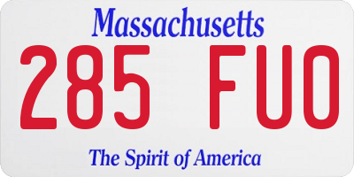 MA license plate 285FU0
