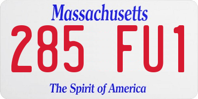 MA license plate 285FU1
