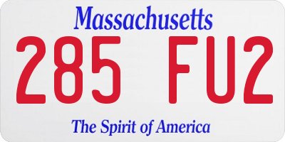 MA license plate 285FU2