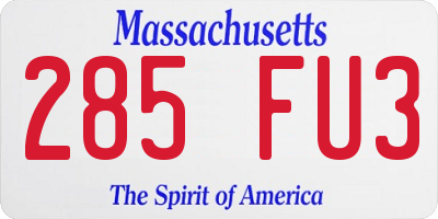 MA license plate 285FU3