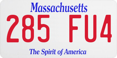 MA license plate 285FU4