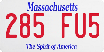 MA license plate 285FU5