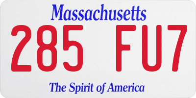 MA license plate 285FU7
