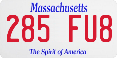 MA license plate 285FU8