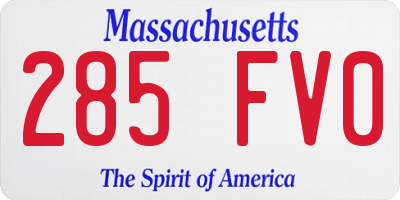 MA license plate 285FV0