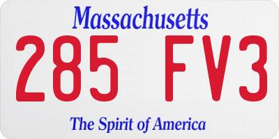 MA license plate 285FV3