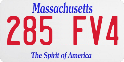MA license plate 285FV4