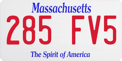 MA license plate 285FV5