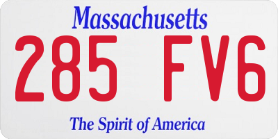 MA license plate 285FV6