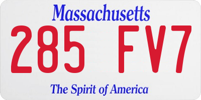 MA license plate 285FV7