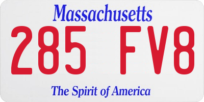 MA license plate 285FV8