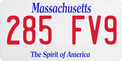 MA license plate 285FV9