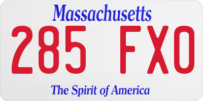 MA license plate 285FX0