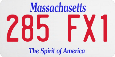 MA license plate 285FX1