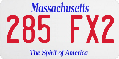 MA license plate 285FX2