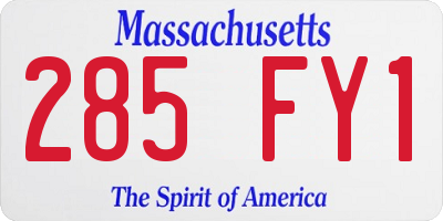 MA license plate 285FY1