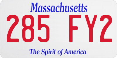 MA license plate 285FY2