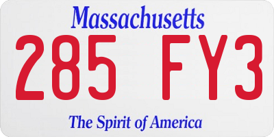 MA license plate 285FY3