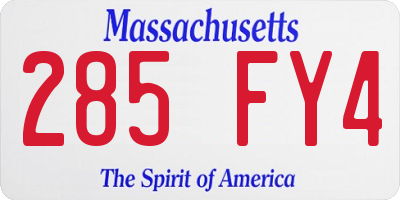MA license plate 285FY4