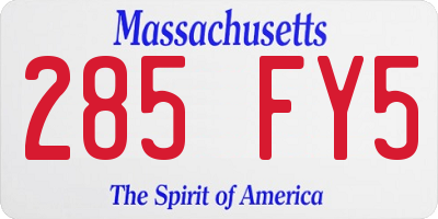 MA license plate 285FY5