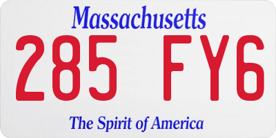 MA license plate 285FY6