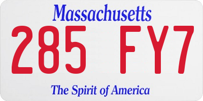 MA license plate 285FY7