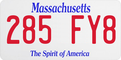 MA license plate 285FY8