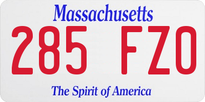 MA license plate 285FZ0