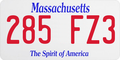 MA license plate 285FZ3