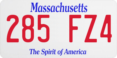 MA license plate 285FZ4
