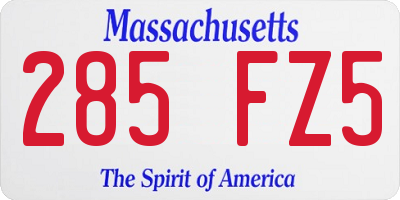 MA license plate 285FZ5