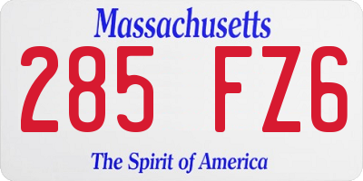 MA license plate 285FZ6