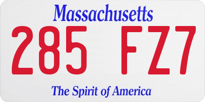 MA license plate 285FZ7