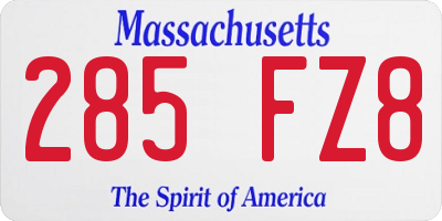 MA license plate 285FZ8