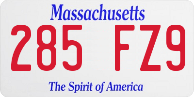 MA license plate 285FZ9