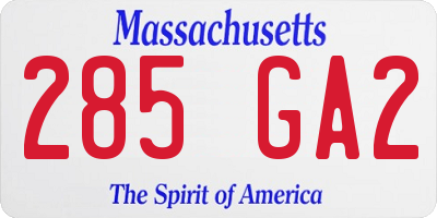 MA license plate 285GA2