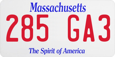 MA license plate 285GA3