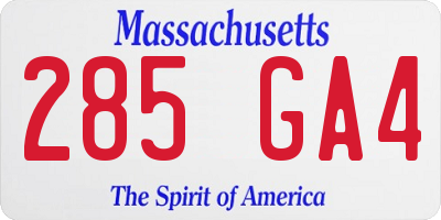 MA license plate 285GA4