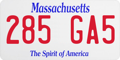 MA license plate 285GA5