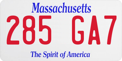 MA license plate 285GA7