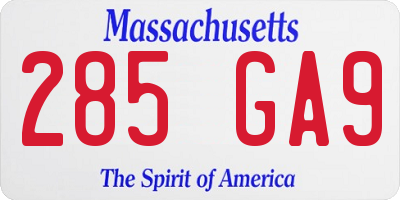 MA license plate 285GA9