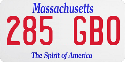 MA license plate 285GB0