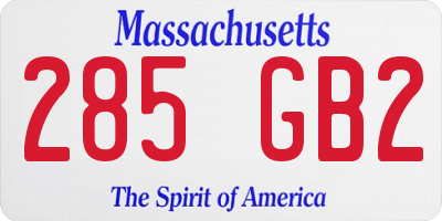 MA license plate 285GB2