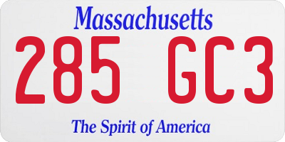 MA license plate 285GC3