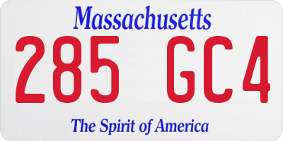 MA license plate 285GC4