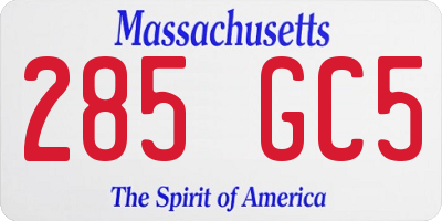 MA license plate 285GC5