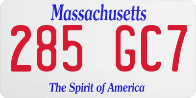 MA license plate 285GC7