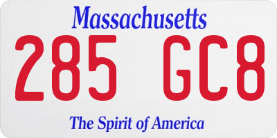 MA license plate 285GC8